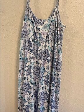 Floral Maxi Slip pant romper in White with Blue & Teal Flowers